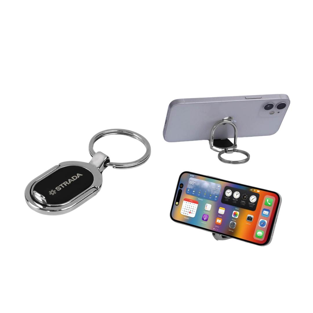 Oval Keychain with phone stand - Consortium Gifts (Strada)